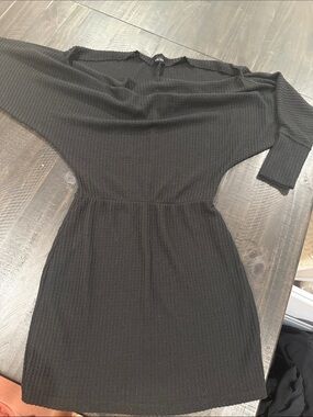 Vin Vin Black Waffle Textured Mini Dress Size L